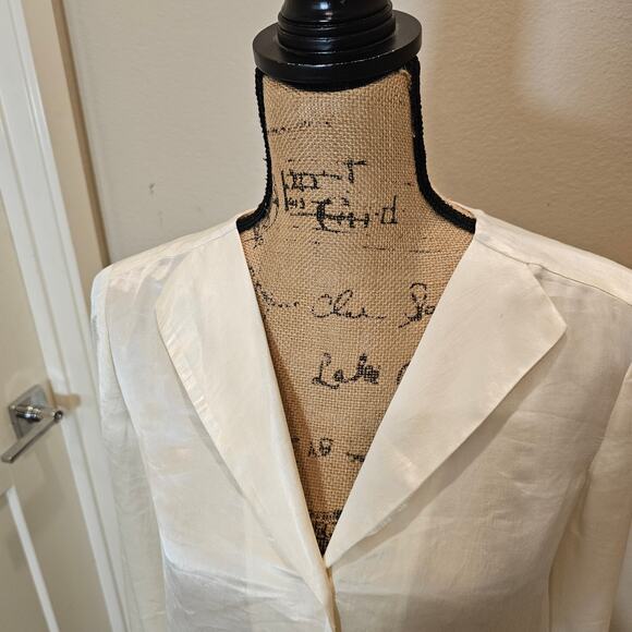 Theory Satin Deno Long Sleeve Button Down Asyem blouse - Picture 2 of 7